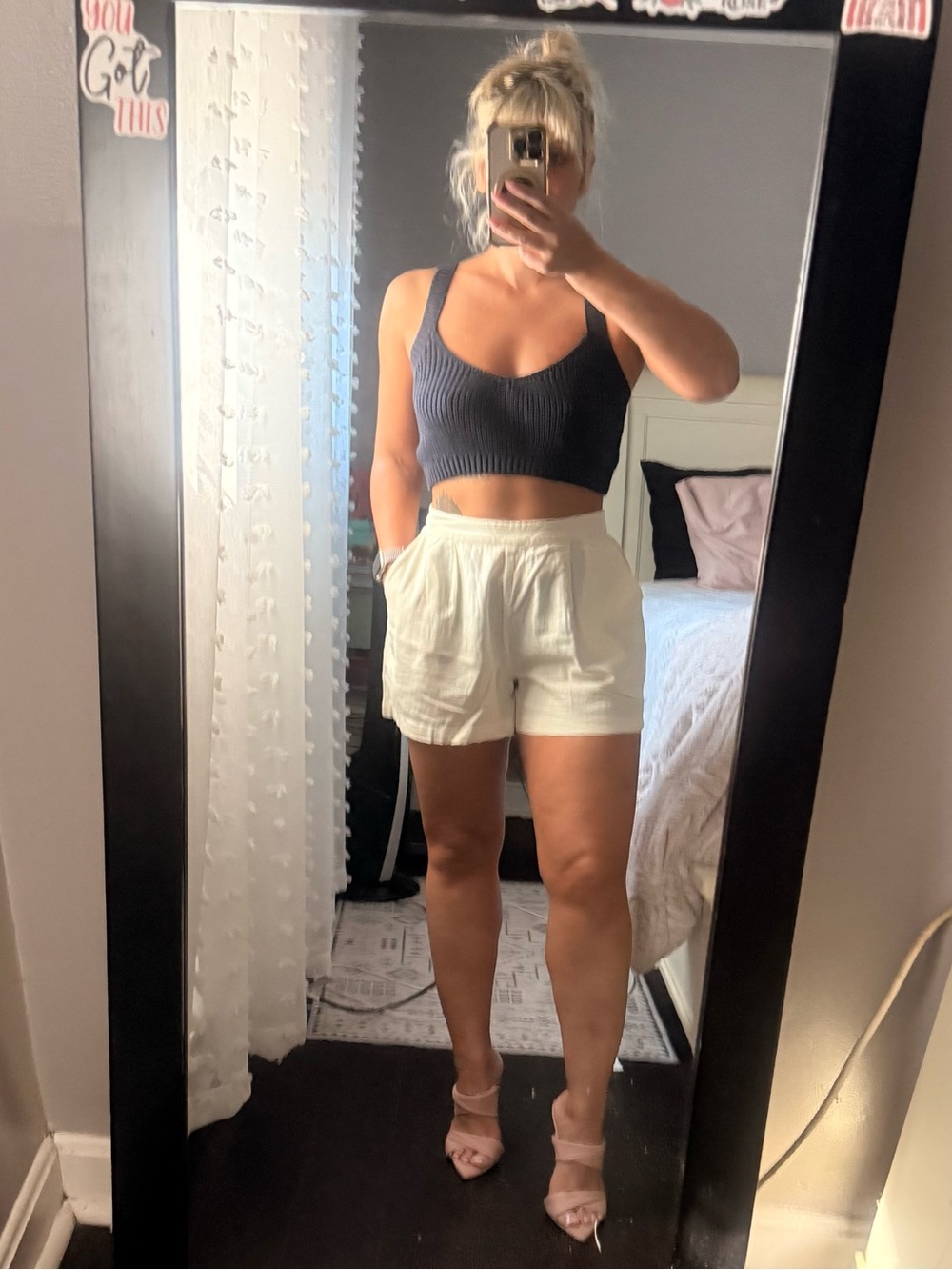 Navy OGD knitted crop top